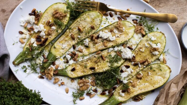 Gegrilde courgettes met feta en balsamico